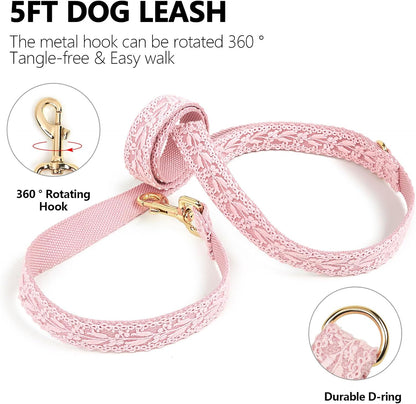 Pink Big Dog Harness Set Lightweight Pet Wedding Birthday Party Harness with Leash & Handle for Medium Large Dogs L