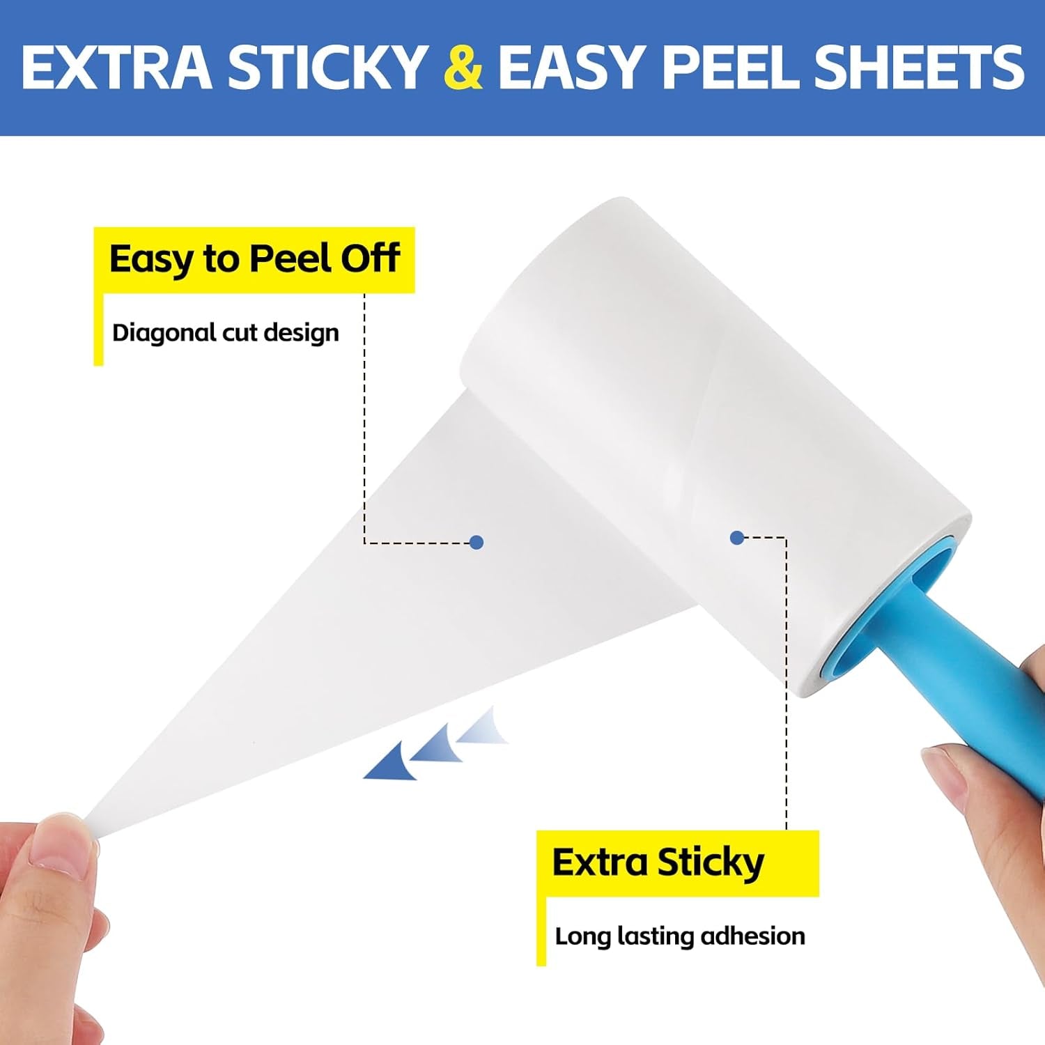 Lint Roller Refills with Handle 6 Pack (720 Sheets) | Extra Sticky, Fit 3.8"-4" Standard Size Lint Roller, Inner Diameter at 1.5", for Pet Hair, Clothes, Furniture, Cars