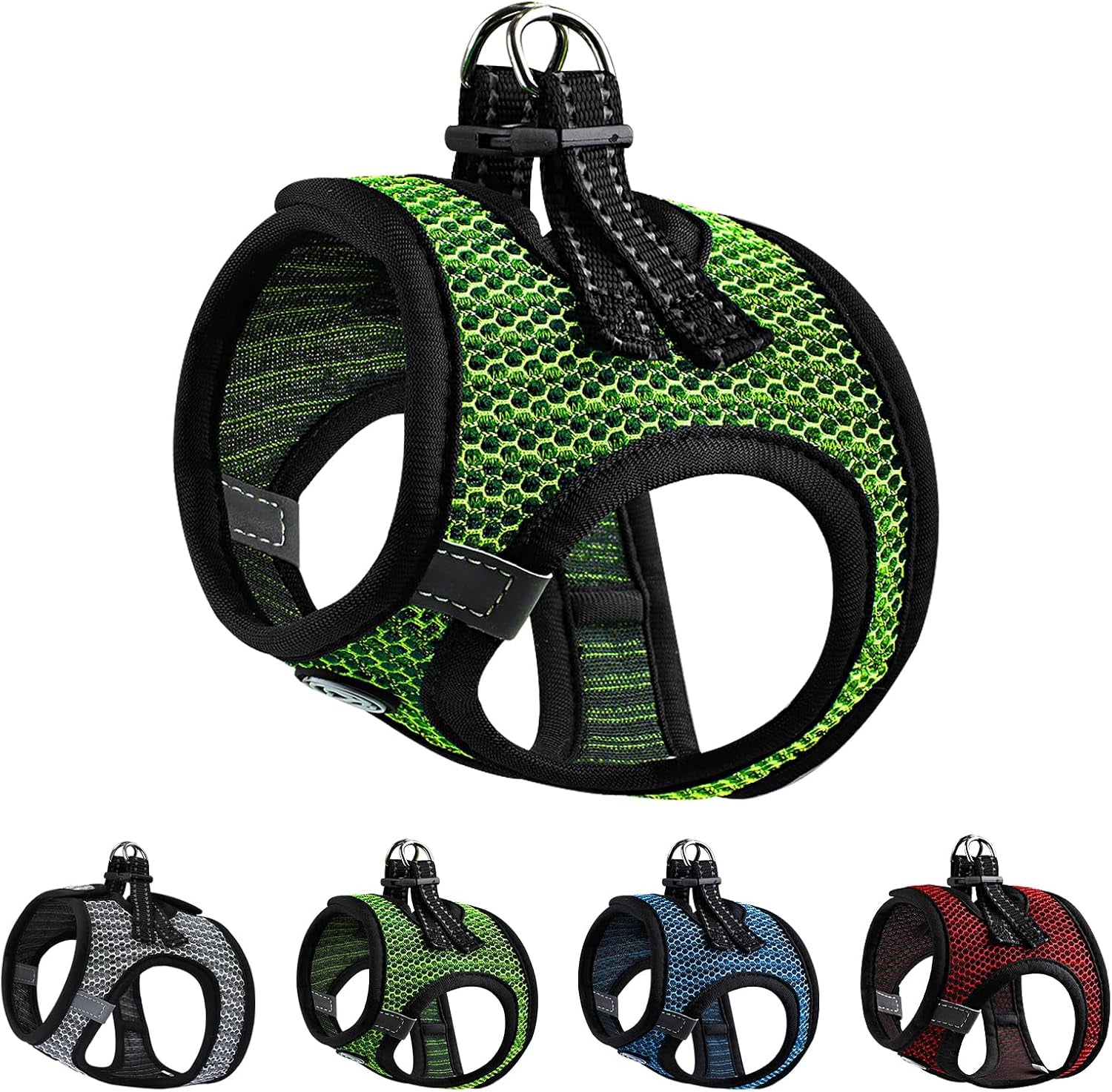 Summer Pet Harness No Pull Step in Adjustable Dog Harness Mesh Vest for Hot Weather Easy to Put on Small and Medium Dogs Cats (Green, Medium)