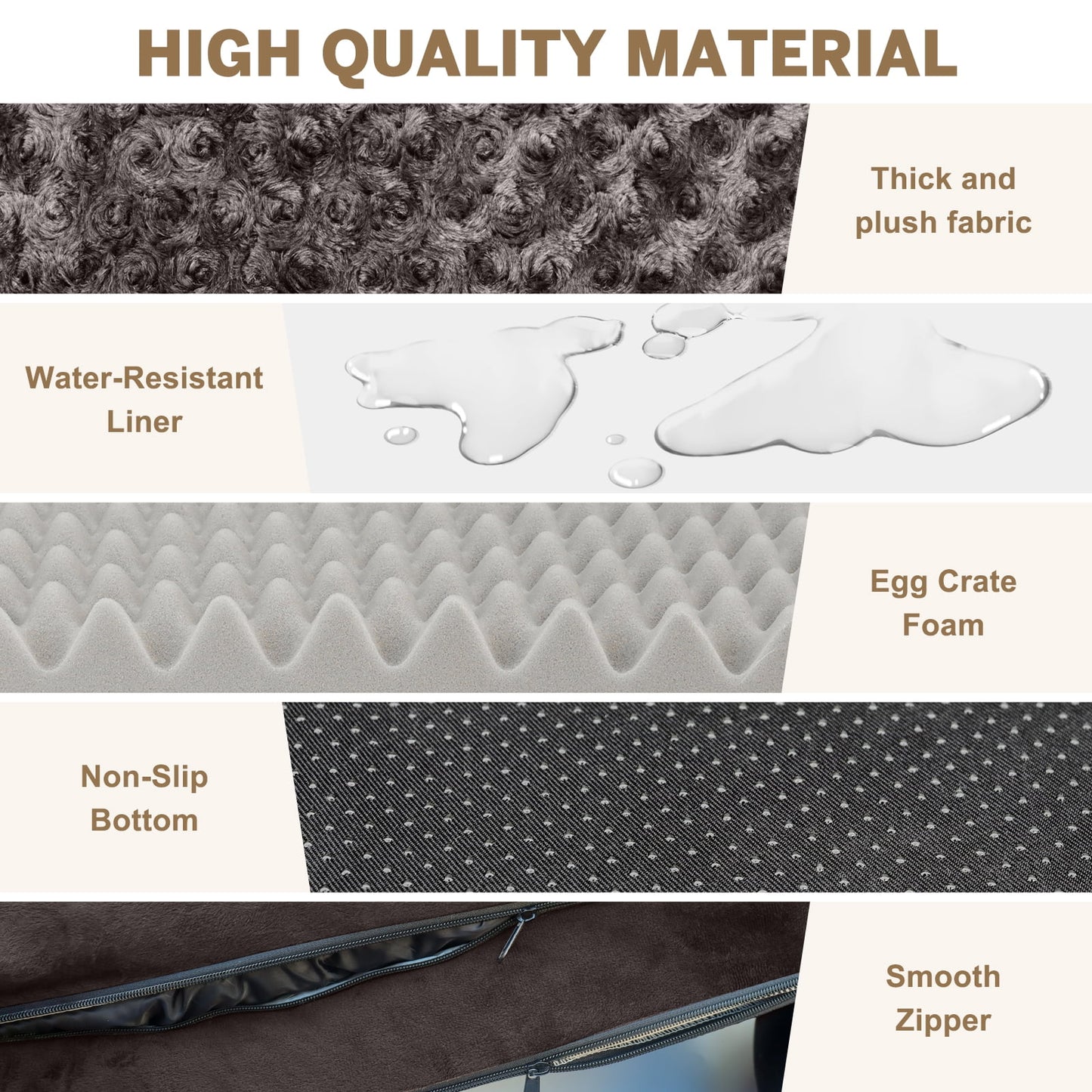 Dog Bed for Medium Small Dogs Waterproof Orthopedic Dog Sofa Bed Non Slip Pet Couch with Removable Washable Cover Supportive Foam M to XXL, Brown