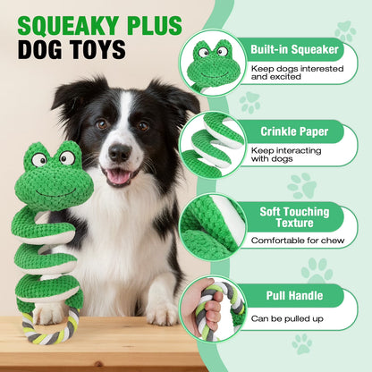 Interactive Squeaky Dog Toys with Pull Rope, Large Dog Tug of War Toy, Plush Puppy Chew Toys for Dental Health, Great for Small, Medium and Big Dogs