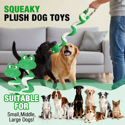 Interactive Squeaky Dog Toys with Pull Rope, Large Dog Tug of War Toy, Plush Puppy Chew Toys for Dental Health, Great for Small, Medium and Big Dogs