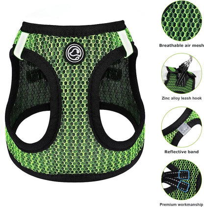Summer Pet Harness No Pull Step in Adjustable Dog Harness Mesh Vest for Hot Weather Easy to Put on Small and Medium Dogs Cats (Green, Medium)