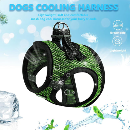 Summer Pet Harness No Pull Step in Adjustable Dog Harness Mesh Vest for Hot Weather Easy to Put on Small and Medium Dogs Cats (Green, Medium)