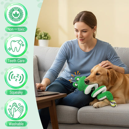 Interactive Squeaky Dog Toys with Pull Rope, Large Dog Tug of War Toy, Plush Puppy Chew Toys for Dental Health, Great for Small, Medium and Big Dogs