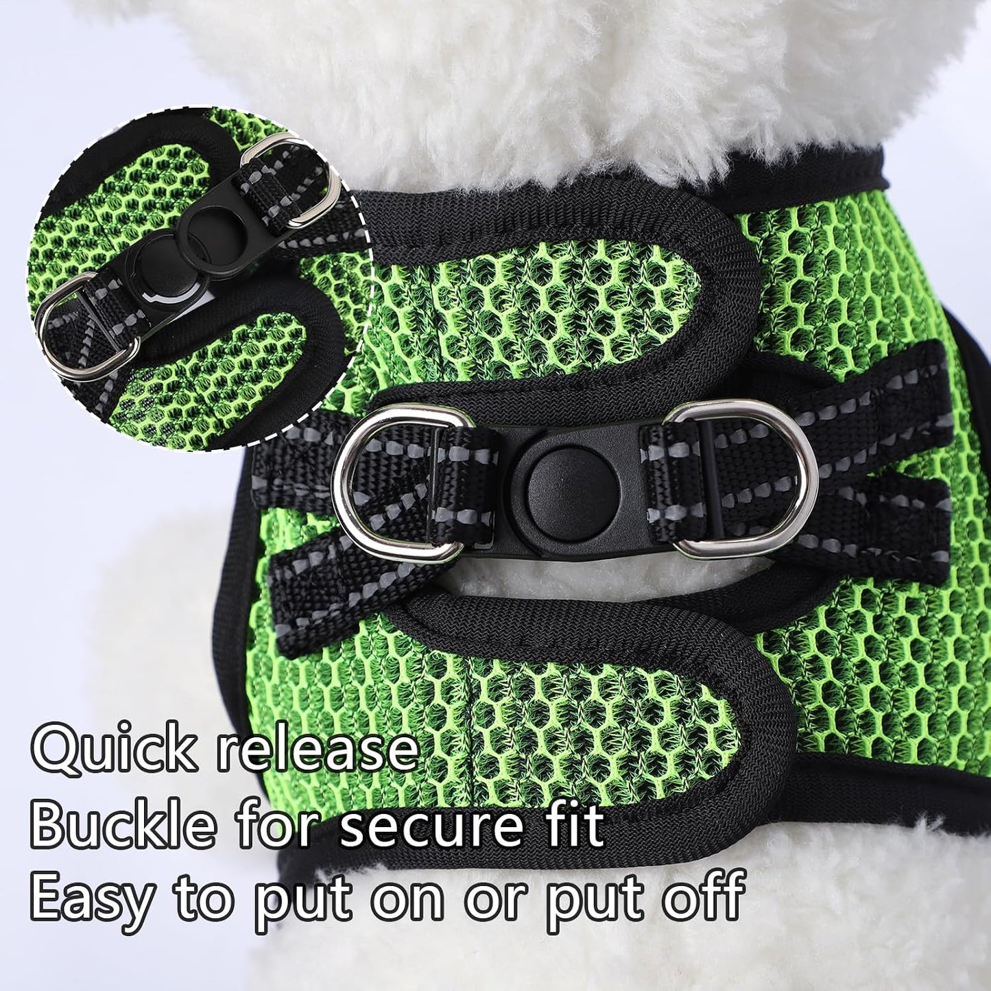 Summer Pet Harness No Pull Step in Adjustable Dog Harness Mesh Vest for Hot Weather Easy to Put on Small and Medium Dogs Cats (Green, Medium)