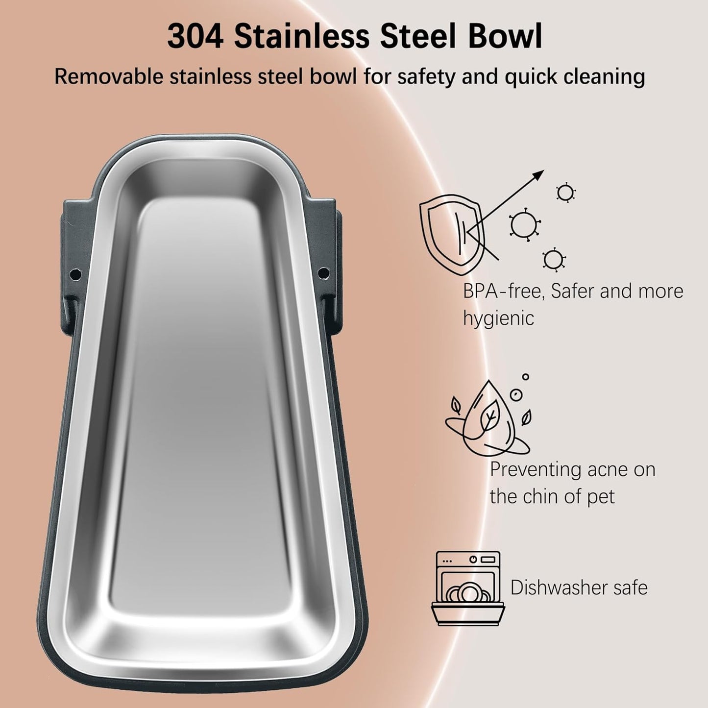 Automatic Dog and Cat Food Feeder and Water Dispenser Set with Stainless Steel Bowls,Gravity Pet Food and Water Feeders,100% Bpa-Free,Large Capacity for Cats Dogs Pets… (5L Dark Gray)