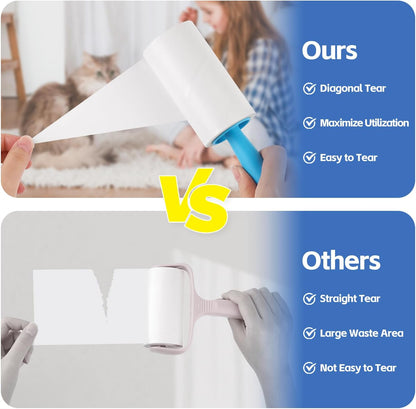 Lint Roller Refills with Handle 6 Pack (720 Sheets) | Extra Sticky, Fit 3.8"-4" Standard Size Lint Roller, Inner Diameter at 1.5", for Pet Hair, Clothes, Furniture, Cars