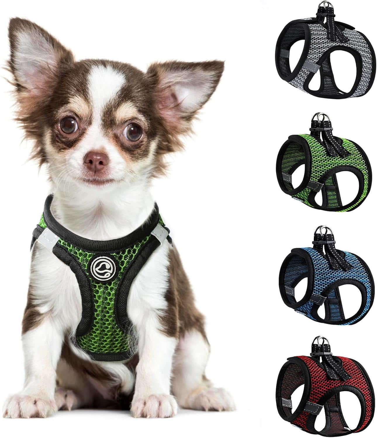 Summer Pet Harness No Pull Step in Adjustable Dog Harness Mesh Vest for Hot Weather Easy to Put on Small and Medium Dogs Cats (Green, Medium)